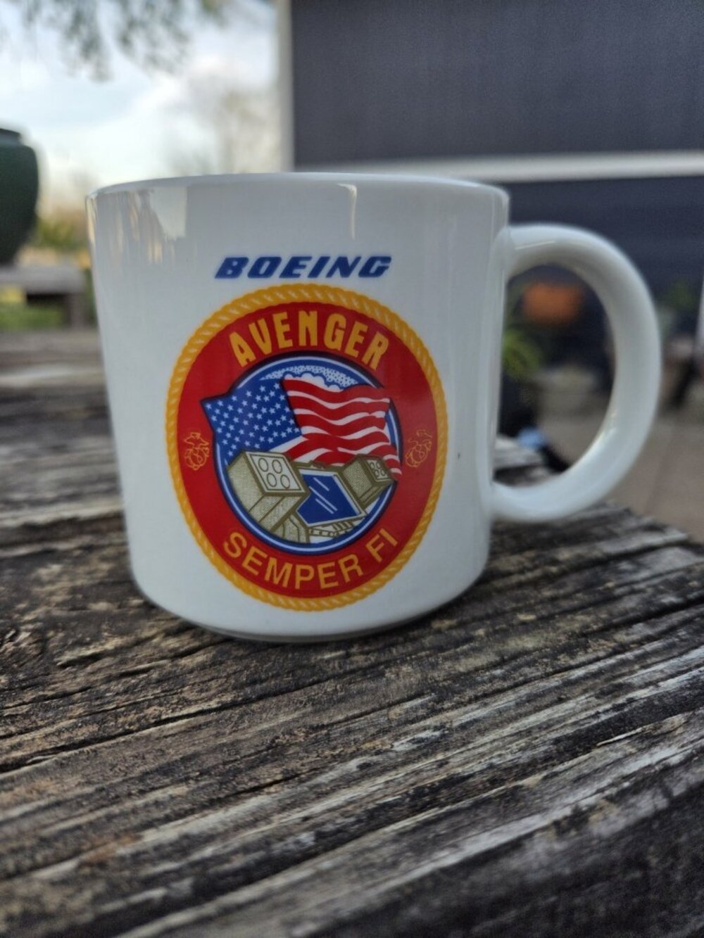 Vtg Boeing Avenger Semper Fi Coffee Mug Stinger Missile Weapon US Marine Corps